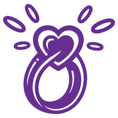 Purple Heart Symbol with Interlocking Circles Love and Unity Illustration Abstract Design
