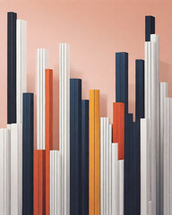 Obraz premium Colorful Vertical Bars on Pink Background｜ピンクの背景にカラフルな縦のバー