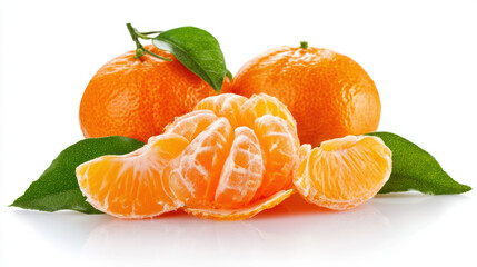 fresh tangerine segments on white background