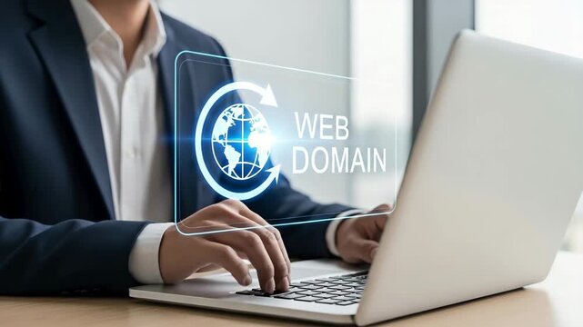 Business man using laptop for the concept of website development.