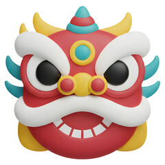3D Barongsai Icon on a White Background