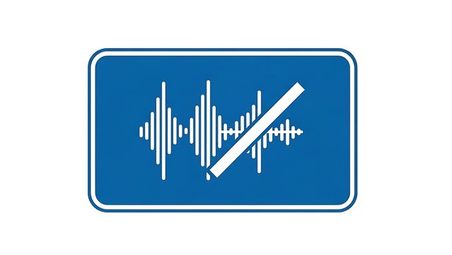 No sound sign with white sound waves on blue background