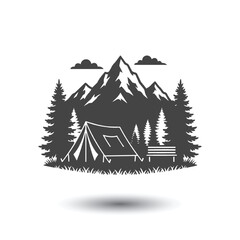 Mountain Camping Adventure Emblem
