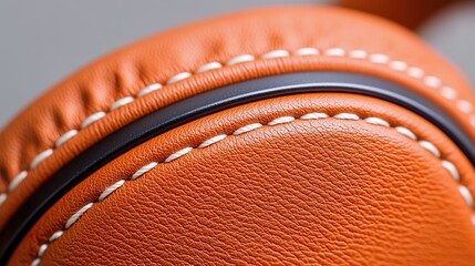 Headphone ear cup padding, leather texture, stitching, comfort focus