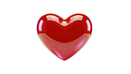 Fototapeta premium Glossy Red Heart Isolated on White Background