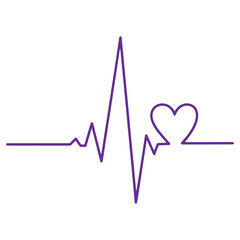 Purple Heartbeat Line Graphic with Simple Design Isolated on Transparent Background