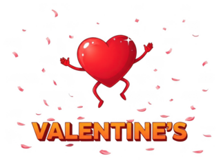 Celebrating valentine's day with a dancing heart isolated on transparent background