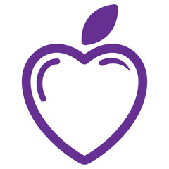 Purple HeartShaped Apple Icon Isolated on Transparent Background for Design and Marketing