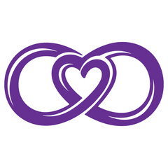 Purple Interlocking Hearts Symbol on Transparent Background for Love and Relationships
