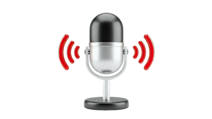 Retro Microphone with Sound Waves