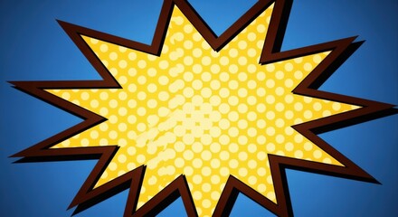 Retro Comic Book Style Explosion Graphic with Halftone Pattern on a Blue Background