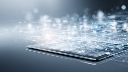 Tablet Displaying Futuristic Data Network and Technology Connectivity, Representing Advanced Communication and Global Digital Infrastructure