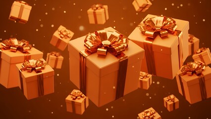 Gift Boxes Falling With Sparkle Animation Background