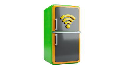 Smart Fridge with Wi-Fi Symbol