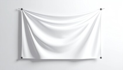 white curtains banner on white background for mockup templates