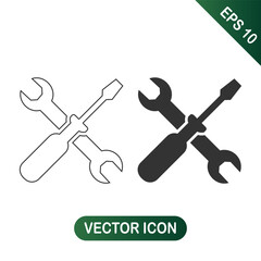 Wrench and Screwdriver Tools Icon for Settings and Repair