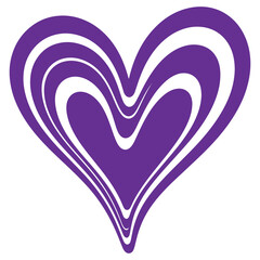 Vibrant Purple Heart Shape with Swirling Patterns Isolated on Transparent Background