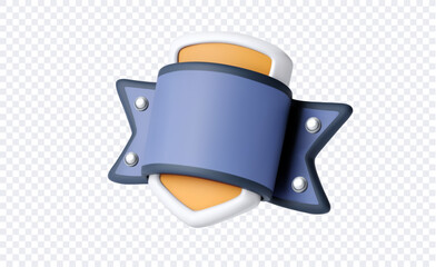 Modern 3D shield badge icon with metallic bolts and rounded shapes isolated on transparent background representing protection security privacy and defense concepts