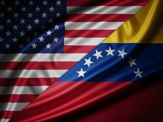 USA and Venezuela Flags Blended, Geopolitical Relations Concept, USA Venezuela relations, United States Venezuela, geopolitics, international relations