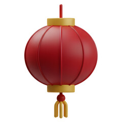 3D Chinese Lantern Icon on a White Background