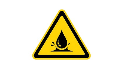 Caution slippery surface warning sign with oil drop symbol