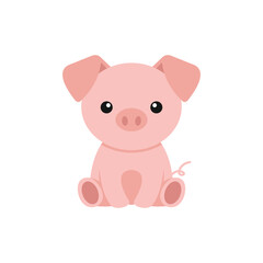 pig cute cartoon vector design concept flat style