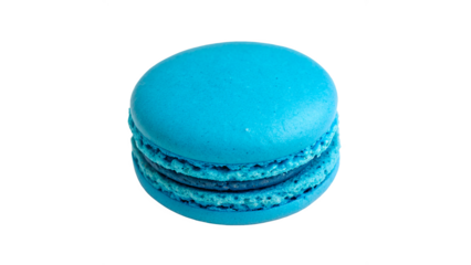 Bright blue macaron isolated on transparent background cut out