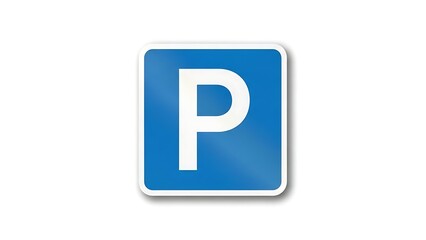 Blue parking sign with white P symbol on clean background