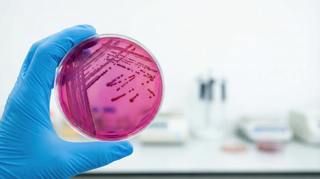 Petri Dish with Bacterial Culture in Hand