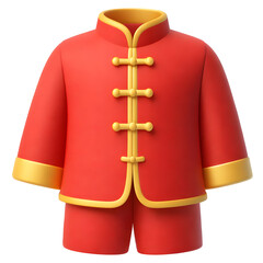 3D Chinese Male Traditional Clothes Icon on a White Background