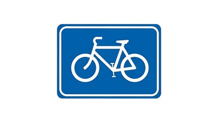 Fototapeta premium Blue bicycle sign with white bike on road sign