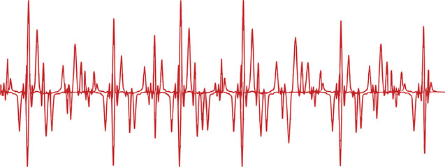 Abstract red line graph isolated on transparent background