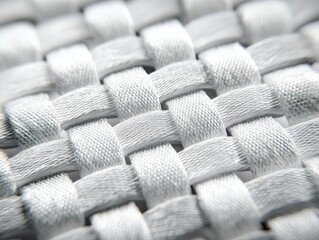 Macro texture of a white carbon fiber pattern showcasing a subtle weave, emphasizing the intricate details and craftsmanship of the material with copy space for design