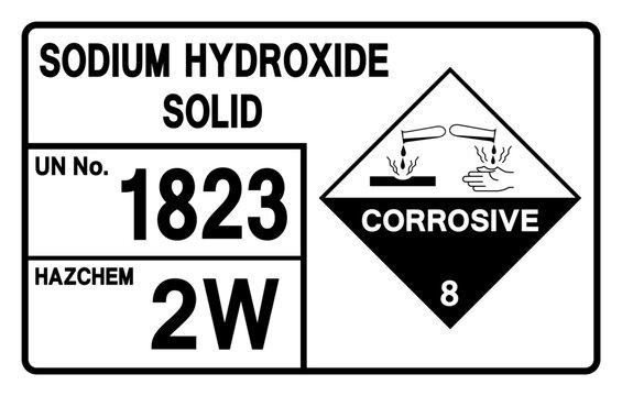 Sodium Hydroxide Solid UN 1823 Symbol Sign, Vector Illustration, Isolate On White Background, Label.EPS10