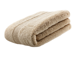 Soft beige towel folded neatly, ideal for bathroom decor or spa aesthetics, enhancing relaxation and comfort in any setting.