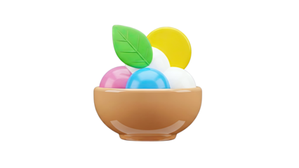 Colorful Mochi Bowl with Leaf and Disc