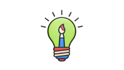 Creative Idea Lightbulb with Paintbrush Icon