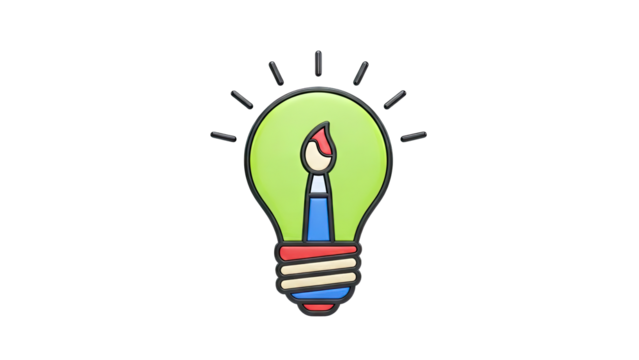 Creative Idea Lightbulb with Paintbrush Icon - Powered by Adobe