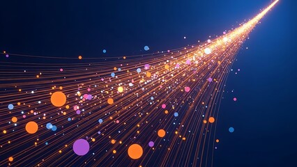 Colorful abstract light trails and glowing particles moving fast through space