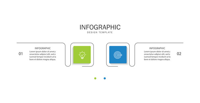 Vector infographic label template with icons. 2 options or steps. Infographics for business concept. 