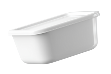 A clean, white plastic container designed for food storage, perfect for organizing leftovers or meal prep.