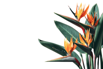 Bird of paradise flower with vibrant colors, showcasing its unique shape and beauty, isolated on transparent background
