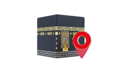 Kaaba with Location Pin
