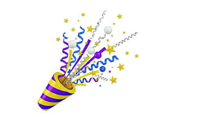 Party Popper Exploding with Confetti and Stars