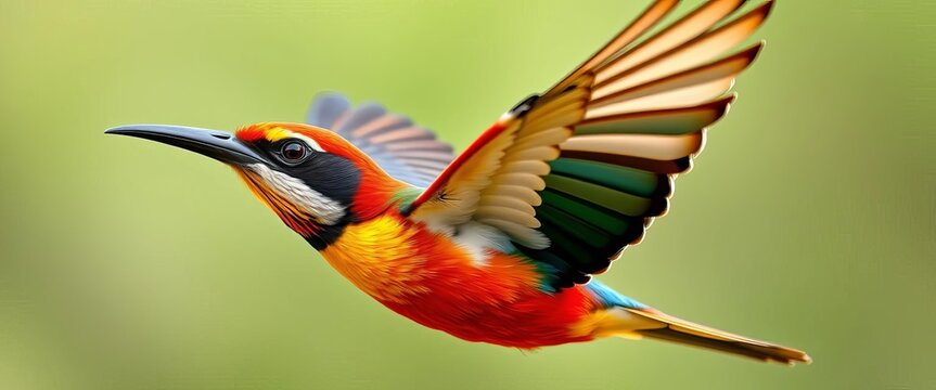 Close-up of a colorful Baza bird in flight, sharp detail,  hawk,  eagle
