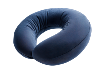 A cozy navy blue neck pillow designed for comfort and support during travel or relaxation.