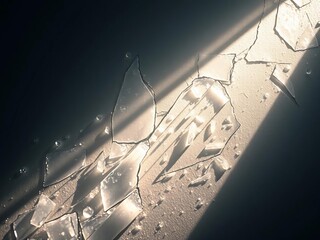 Fractured light and shadow dance across the stark, frozen canvas, each crystalline shard a fleeting moment captured,  shadow,  glide