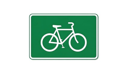Fototapeta premium Green bicycle sign with white bike symbol on road sign