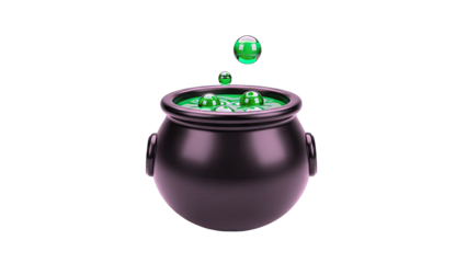 Witch's Cauldron with Bubbling Green Potion