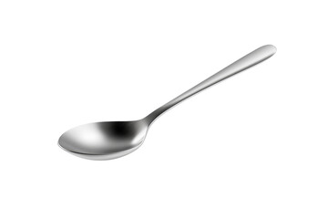 A sleek silver spoon isolated on a transparent background, perfect for culinary and dining-related visuals.